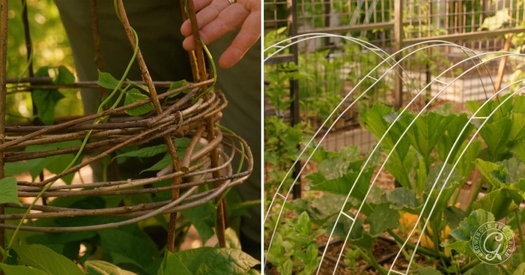 Building your own trellises, cages, and supports, instead of buying them, is a simple way to start a garden on a budget.